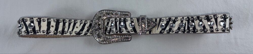 Blazin' Roxx Zebra & Rhinestone Belt Waist 30 36